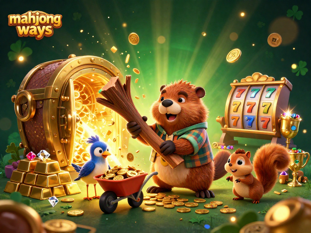 Spin the reels and collect treasures in this mahjong ways themed 3D cartoon illustration.