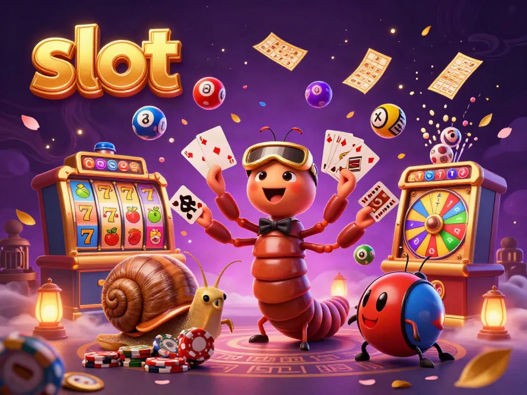 Spin the reels and experience the thrill of slot games in this vibrant, detailed casino scene.