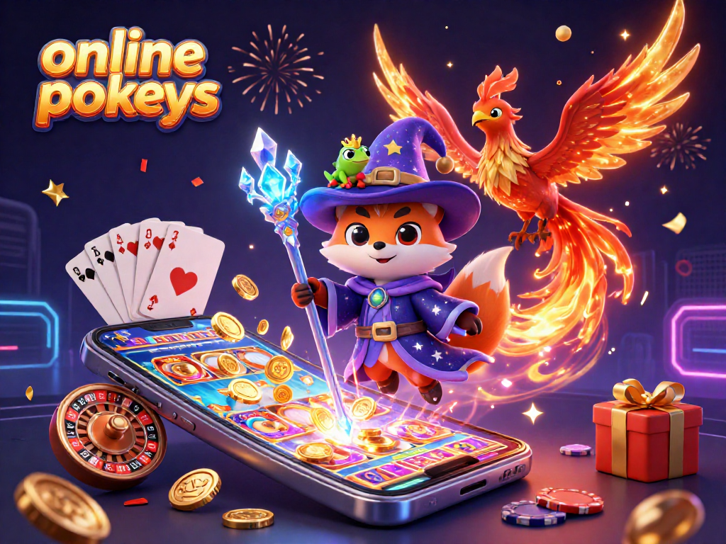 Engage with online pokies featuring a wizard fox, phoenix, and exciting casino elements.
