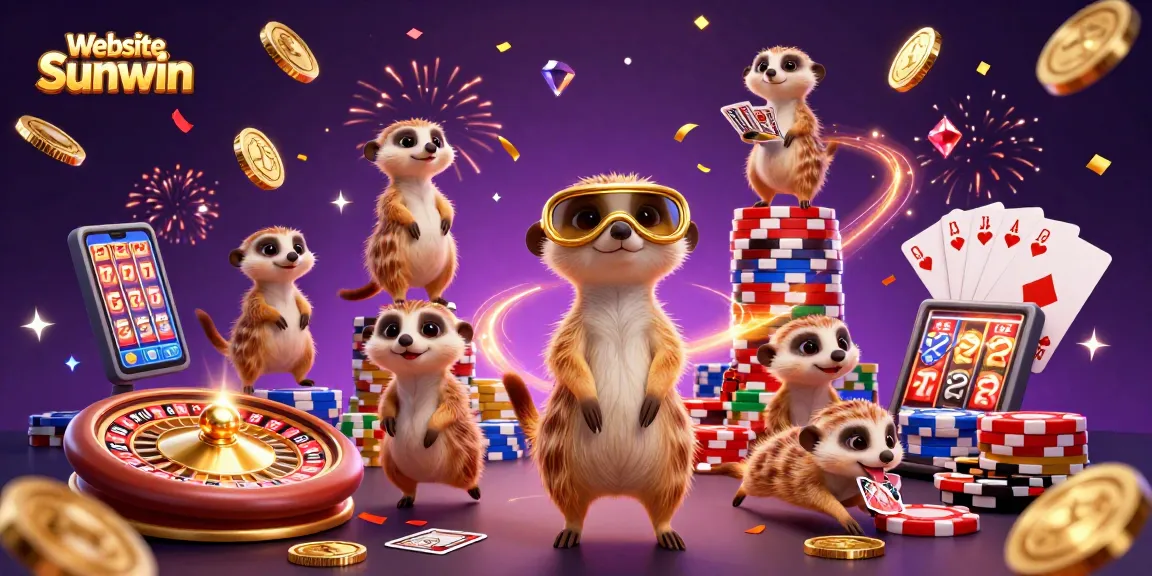 Experience thrilling gameplay at Website Sunwin, featuring playful meerkats running a vibrant casino.