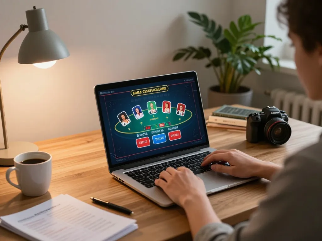 Engaging in online blackjack at https://rr88.auction/ from a cozy home office setup