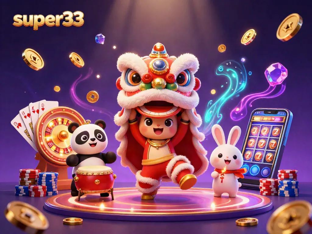 Experience thrilling gameplay with super33 at this vibrant casino scene featuring dynamic characters.