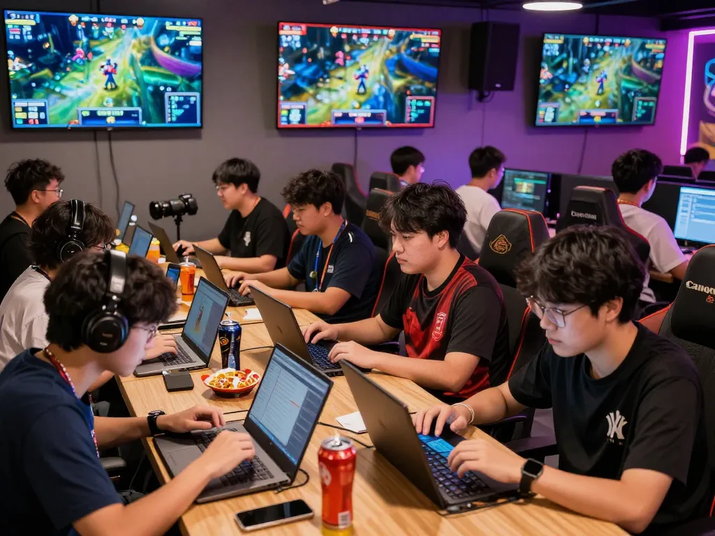 Gamers placing bets during live esports matches in Singapore, showcasing the excitement of esports betting Singapore.