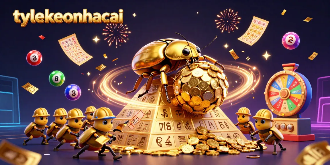 Experience the dynamic betting scene of tylekeonhacai featuring vibrant lottery elements and golden coins.