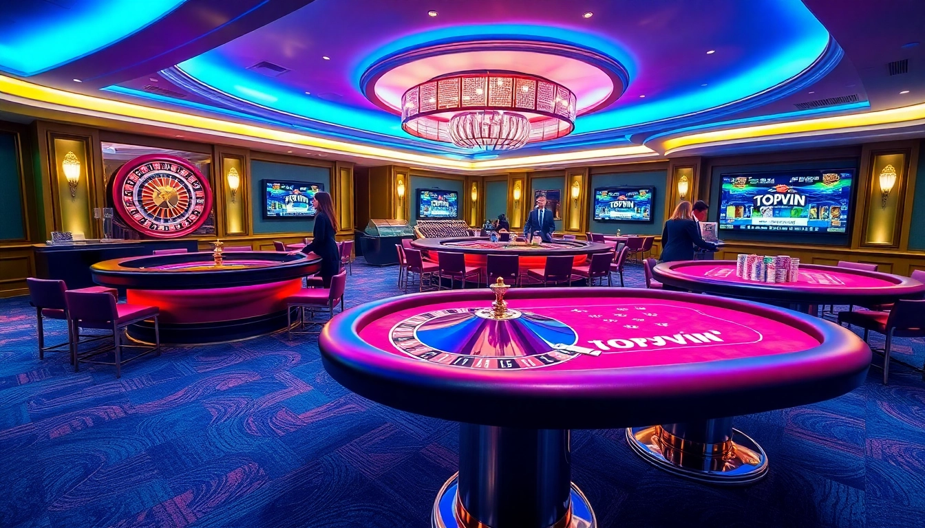 Topvin casino gaming experience with elegant tables and professional dealers