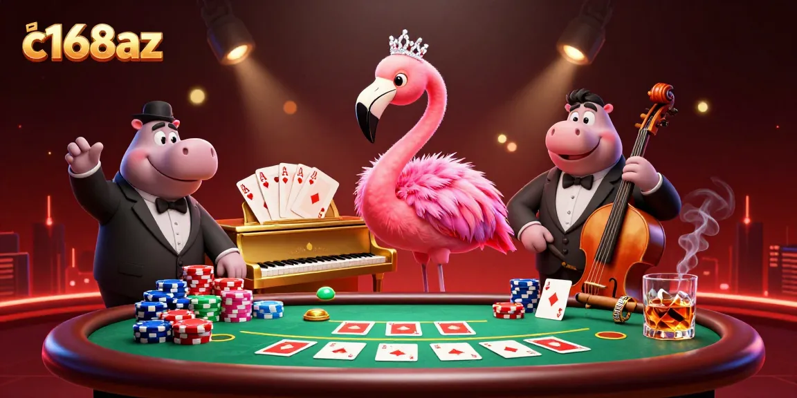 Experience vibrant casino excitement with c168az, featuring a singing flamingo and hippo bassist.