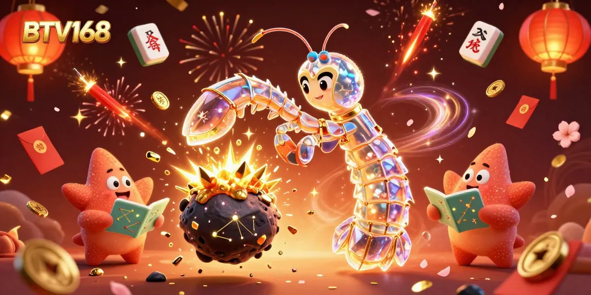 BTV168 engages players with a vibrant casino scene featuring galactic characters and festive elements.