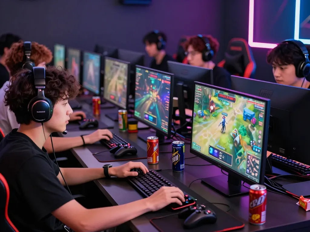 Nổ hũ hubet88 dynamic esports betting scene with players focused on live gaming.
