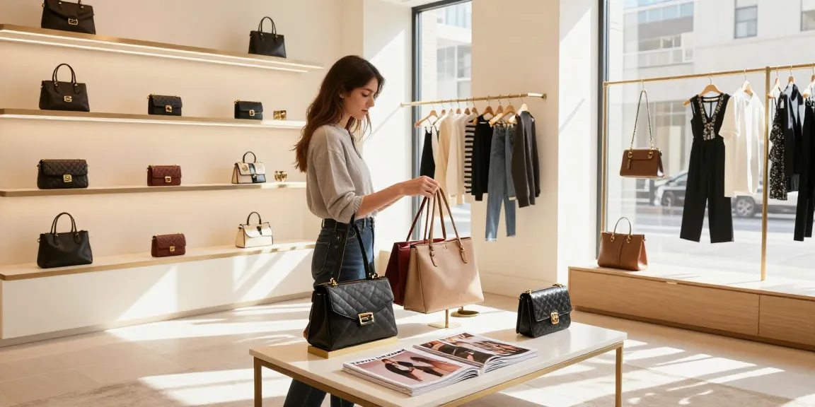 Chic boutique showcasing high-quality 레플리카 handbags with stylish decor.