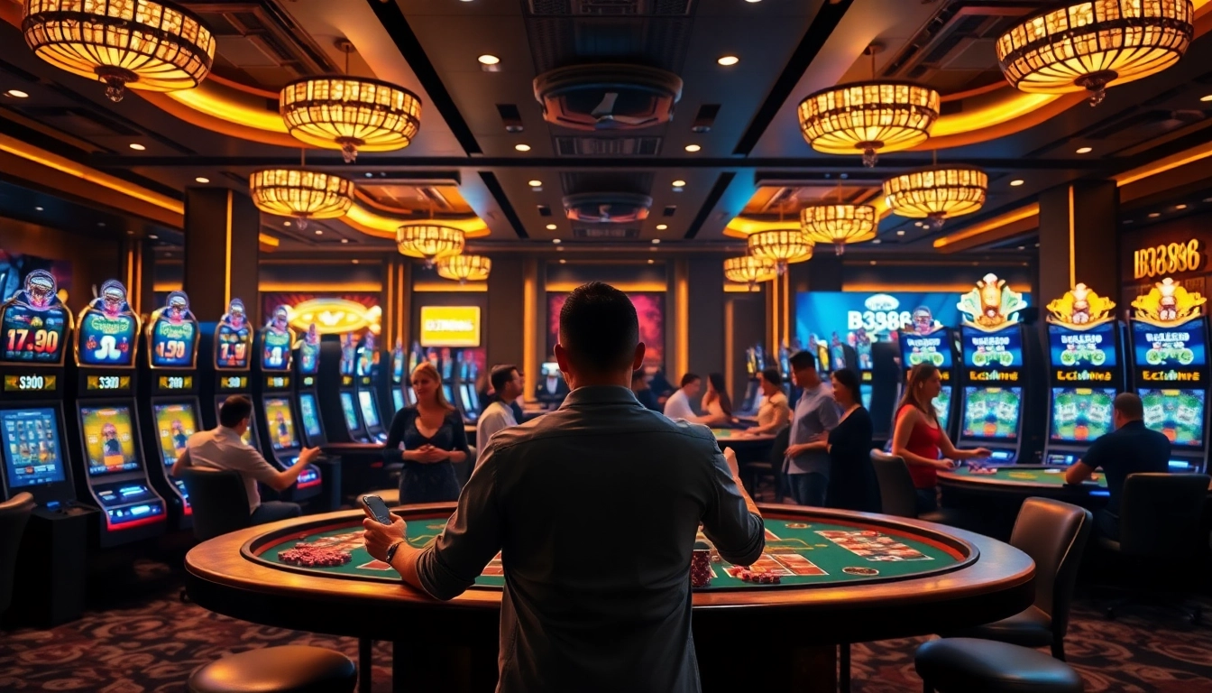 BJ388 players enjoying an exciting online casino experience at luxurious gaming tables.