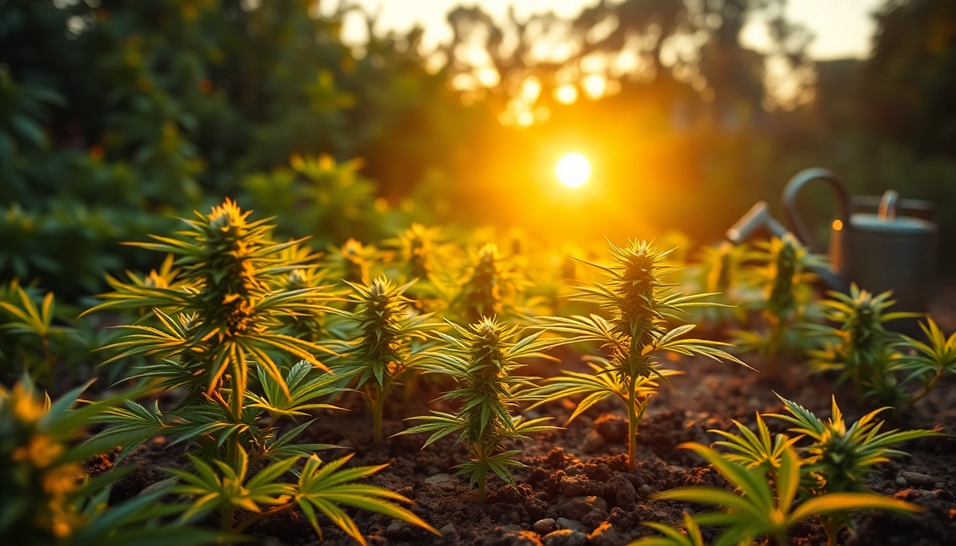 Search where can i buy weed plants in a vibrant garden showcasing healthy cannabis plants.