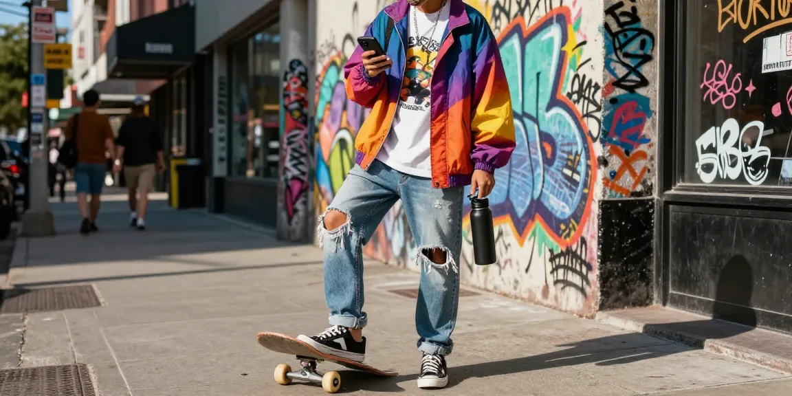 Stylish individual showcasing streetwear fashion in urban setting with https://shs-dome5.com/ in focus.