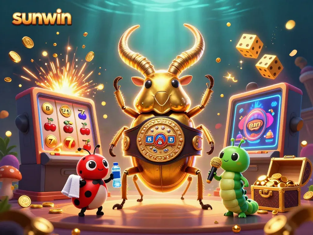 Watch the sunwin jackpot explode with vibrant characters, slot machines, and casino excitement!