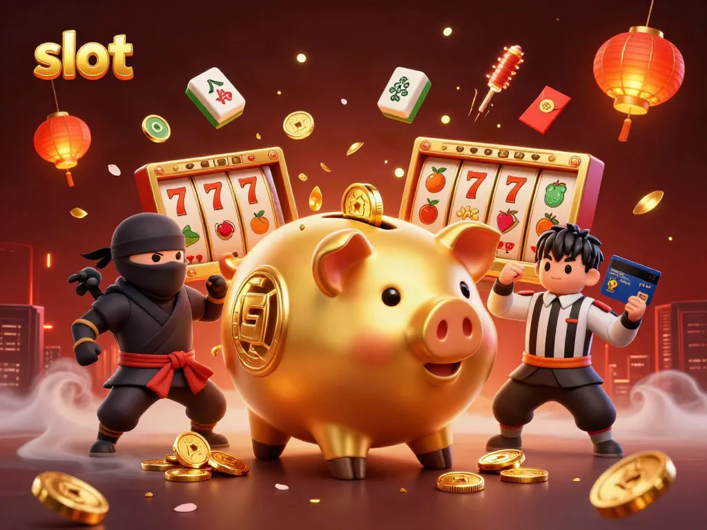 Menangkan slot dengan piggy bank sumo dan ninja yang beraksi di festival perayaan, menggabungkan keberuntungan dengan kesenangan.