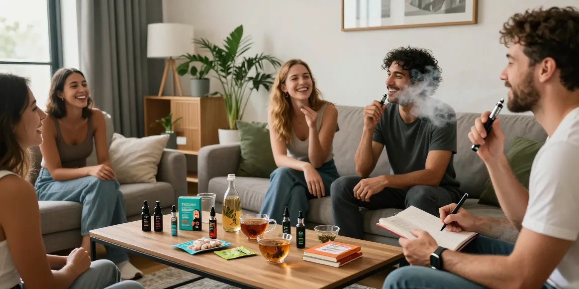 Enjoying the premium jungle boys vape in a vibrant social setting, emphasizing natural wellness and quality CBD products