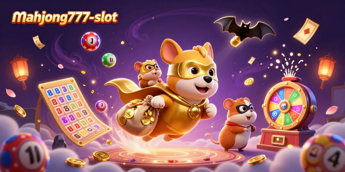 Experience mahjong777-slot with a vibrant 3D illustration highlighting gaming excitement and dynamic elements.