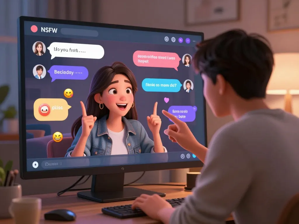 Engaging NSFW AI conversation with a lively digital girlfriend in a vibrant chat application.