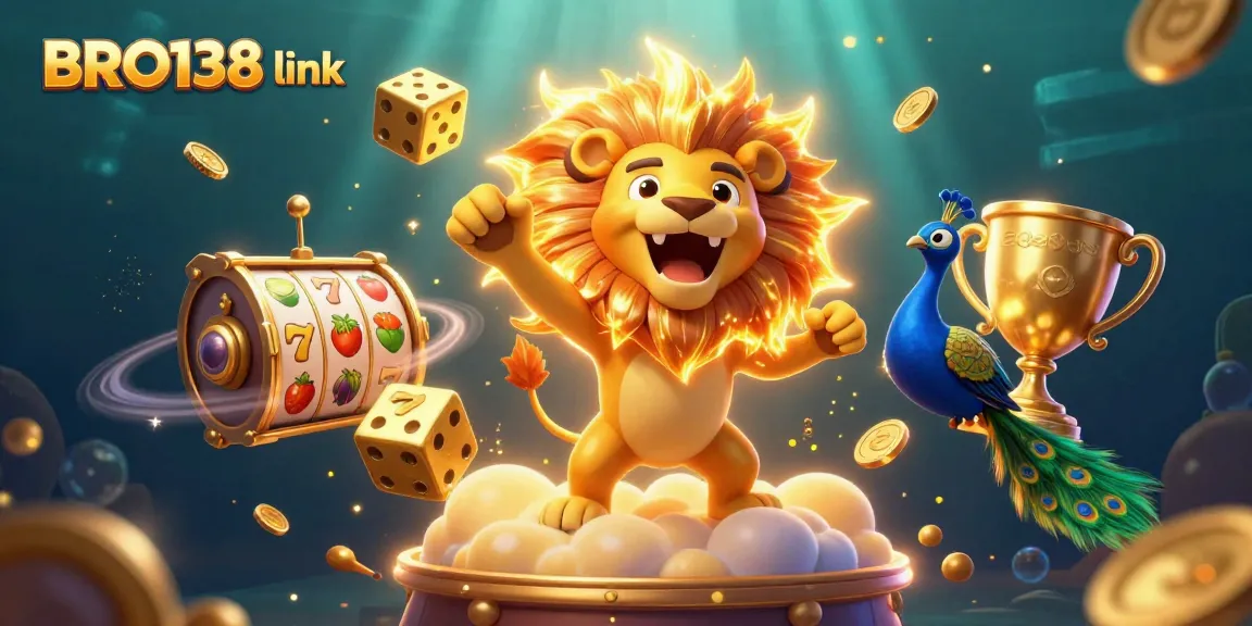 Experience thrilling wins with BRO138 link in a vibrant casino scene featuring dynamic slot game elements.