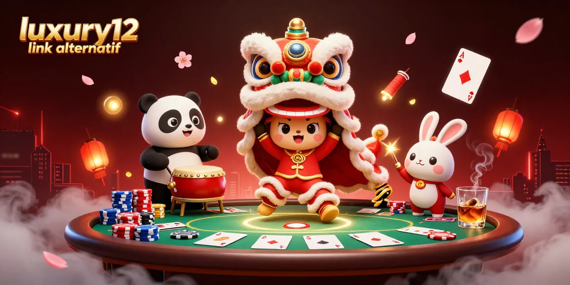 Experience the thrill of playing luxury12 link alternatif with an exciting 3D casino illustration featuring dynamic characters.