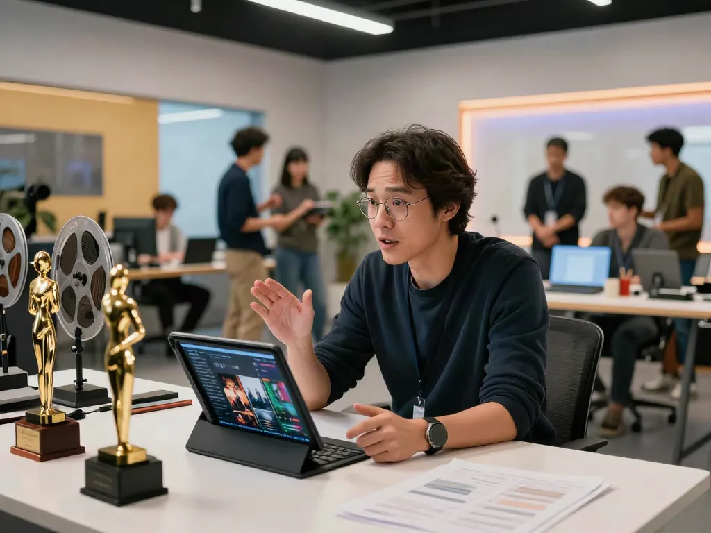 royal168 dan sutradara film pemenang penghargaan dalam studio modern yang dinamis
