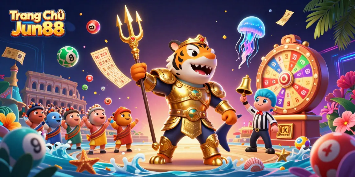 Experience thrilling wins at Trang Chủ Jun88 with vibrant lottery and casino excitement in a dynamic 3D scene.