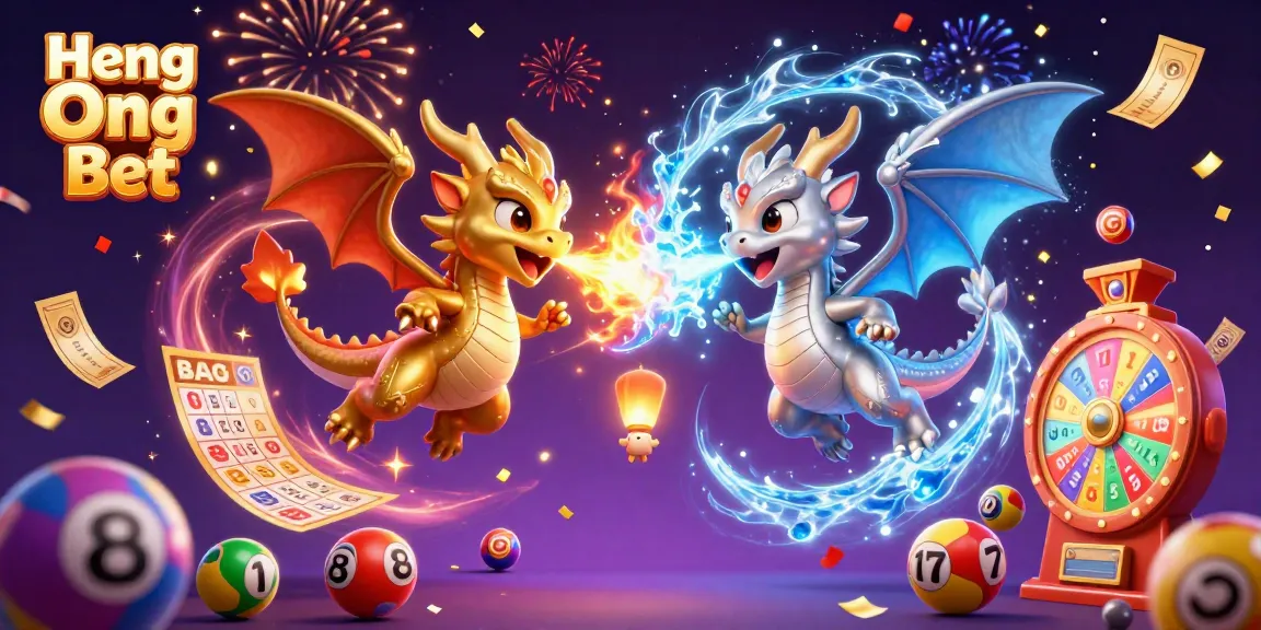 Experience the excitement of Heng Ong Bet with dynamic dragons and vibrant gambling elements.