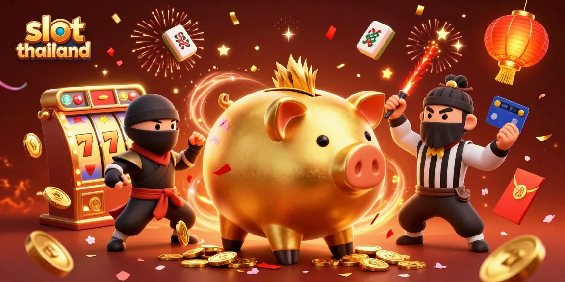 Engage in slot thailand action with dynamic characters amid colorful casino symbols and effects.