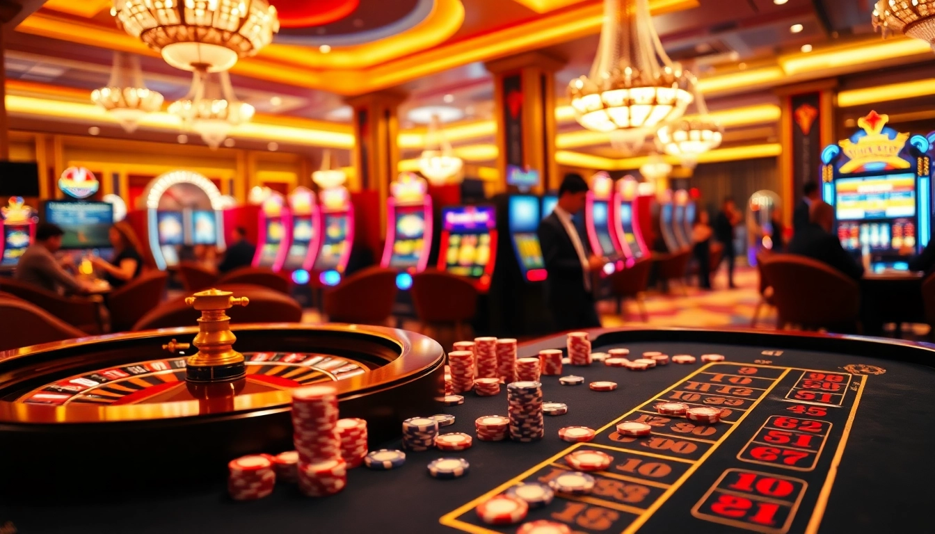 Engaging casino scene featuring house games and slots at nhà cái k88win.