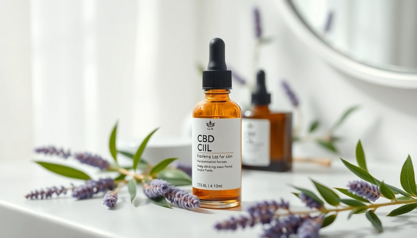 Apply CBD oil for skin featured gracefully on a skincare vanity, surrounded by fresh natural elements.