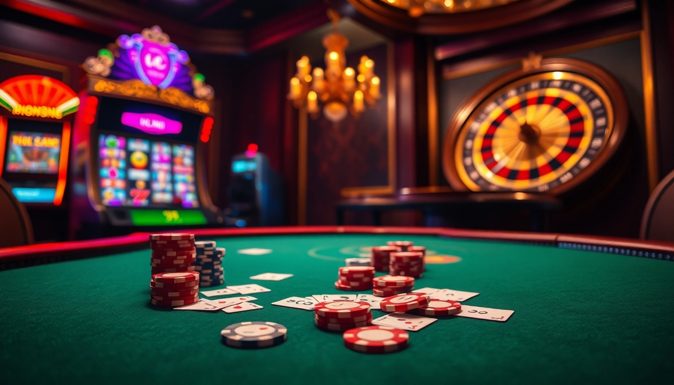 Experience U888 love at a luxurious poker table, filled with vibrant chips and an exciting roulette wheel.