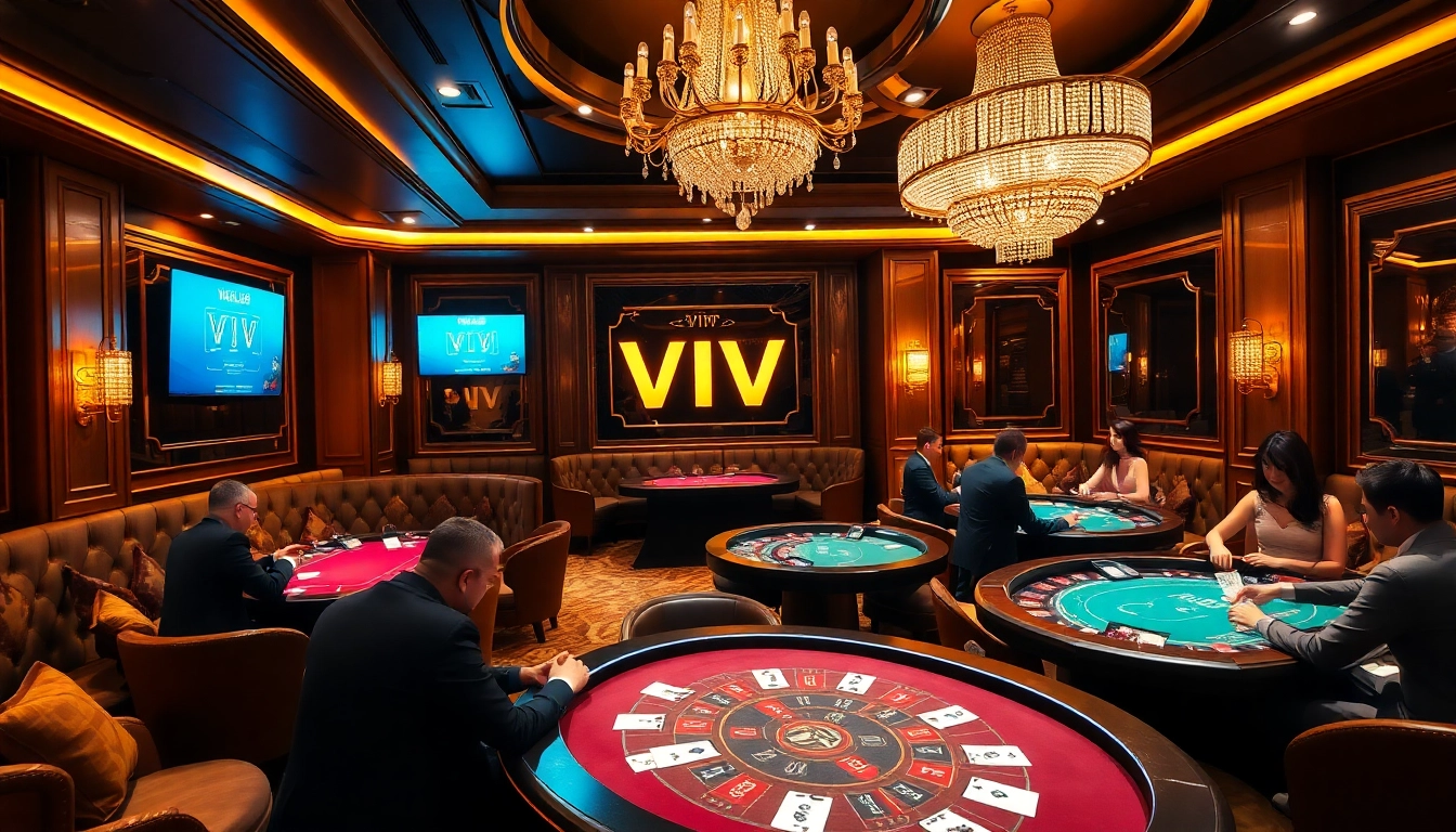 Khela88 VIP players enjoy high-stakes gaming at an opulent table with chips and cards.