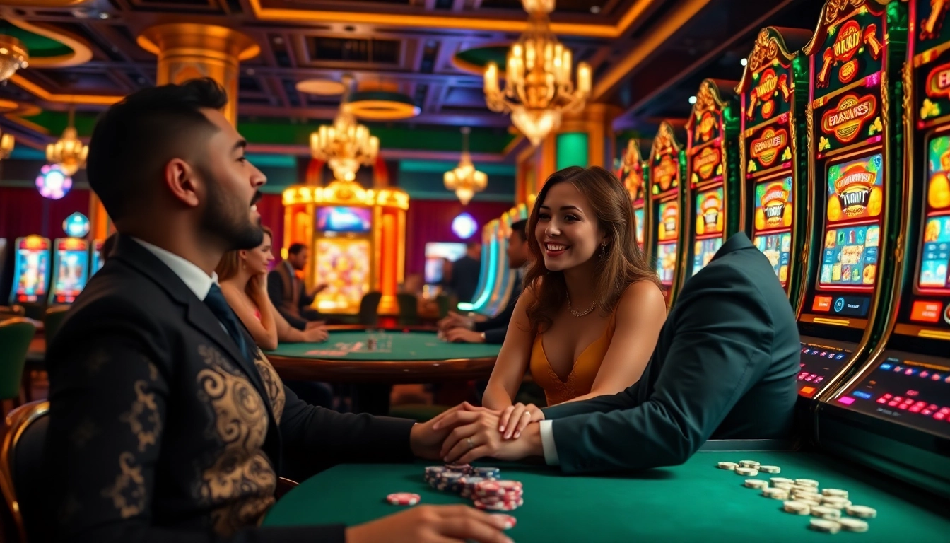 Players enjoying a luxury experience at the Slots8 Vip lounge with dazzling slot machines.