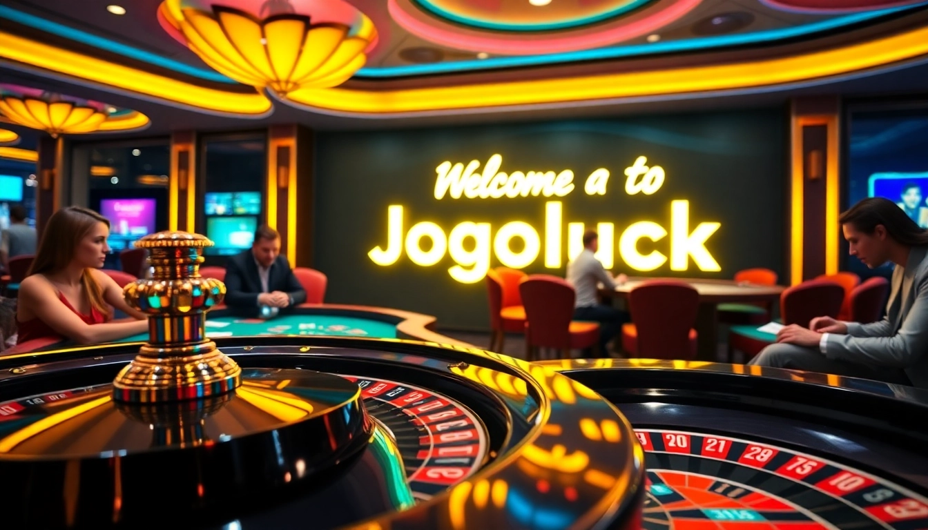 Experience thrilling gameplay at Jogoluck with vibrant roulette wheels and engaged players.
