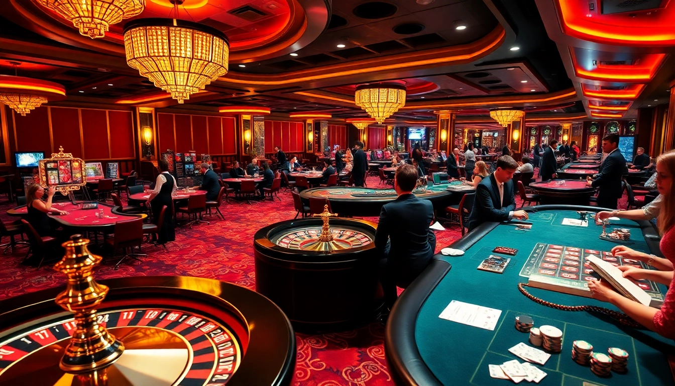 Exciting gaming atmosphere with professional elegance, showcasing a migration lawyer melbourne in a vibrant casino scene.