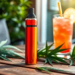 View a disposable weed vape uk on a stylish table, highlighting its elegant design and relaxation vibe.