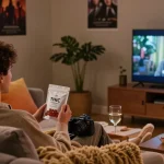 Enjoying a THC edible UK gummy in a cozy living room setting