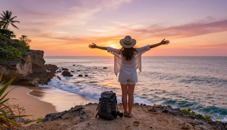 More from our blog on travel adventures featuring a traveler at a scenic coastal sunset.
