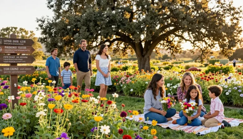 Explore the vibrant flower fields at https://www.thecapayvalleygardentour.com enjoying quality family time.