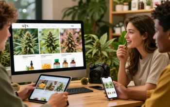 Discover premium weed online UK through an engaging shopping experience with friends exploring diverse cannabis products.